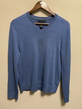 Banana Republic Blue V-Neck Extra Fine Merino Wool Sweater Men’s Small